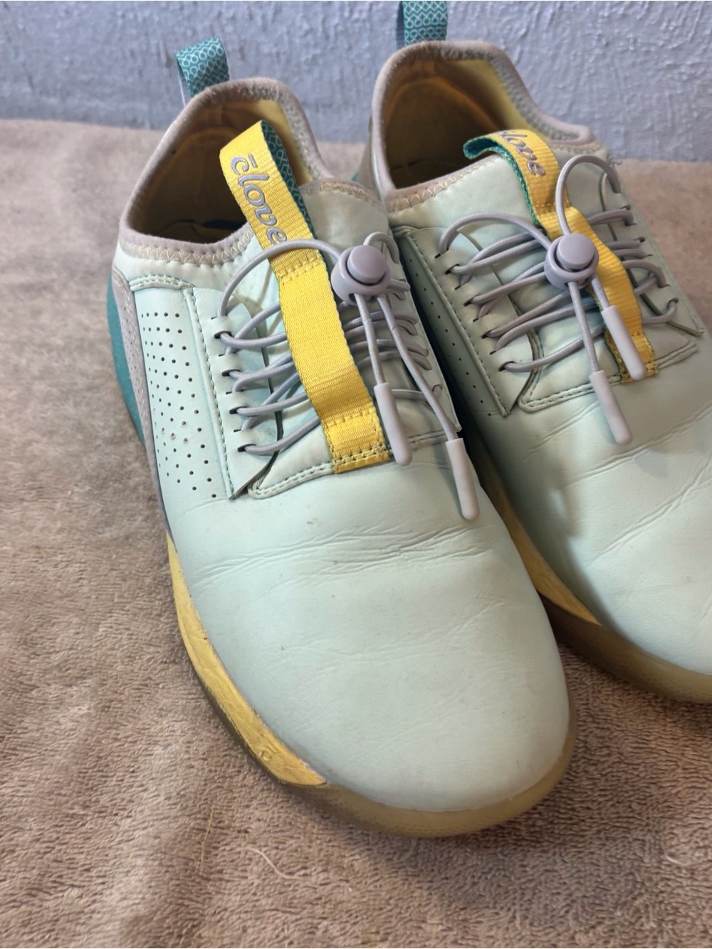Women's Mint Green Healthcare Sneakers with Yellow Accent SZ 7 Vegan Leather